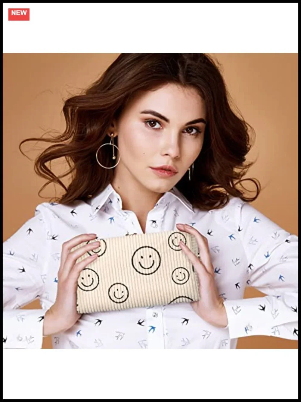 Corduroy Smile Face Makeup Cosmetic Bag Set of 3 Travel Toiletry Organizer